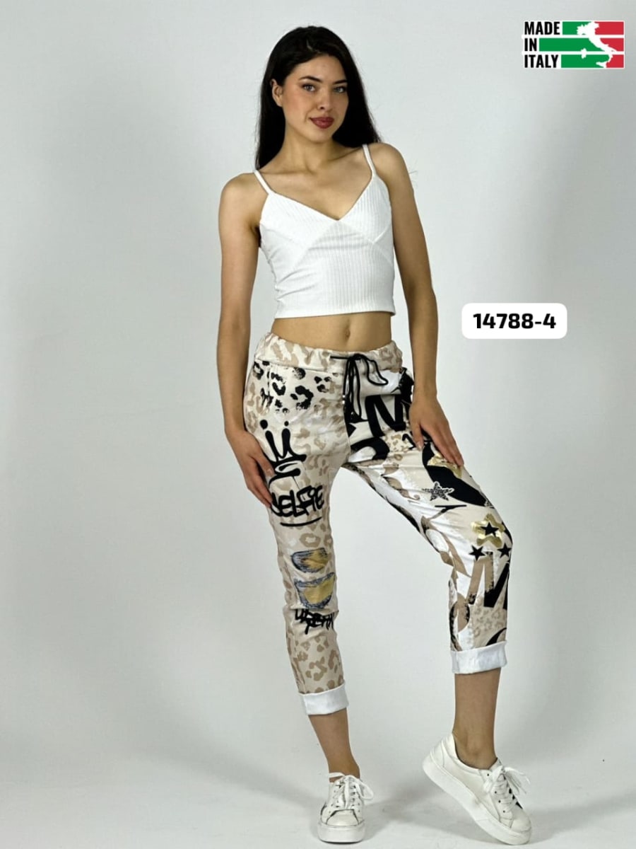 Jogger Italiano Viscosa Print Grafiti SELFIE A1-263