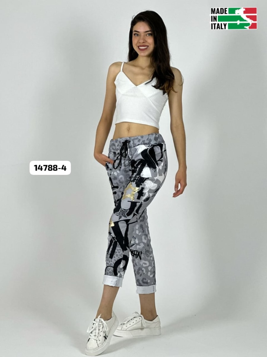 Jogger Italiano Viscosa Print Grafiti SELFIE A1-266