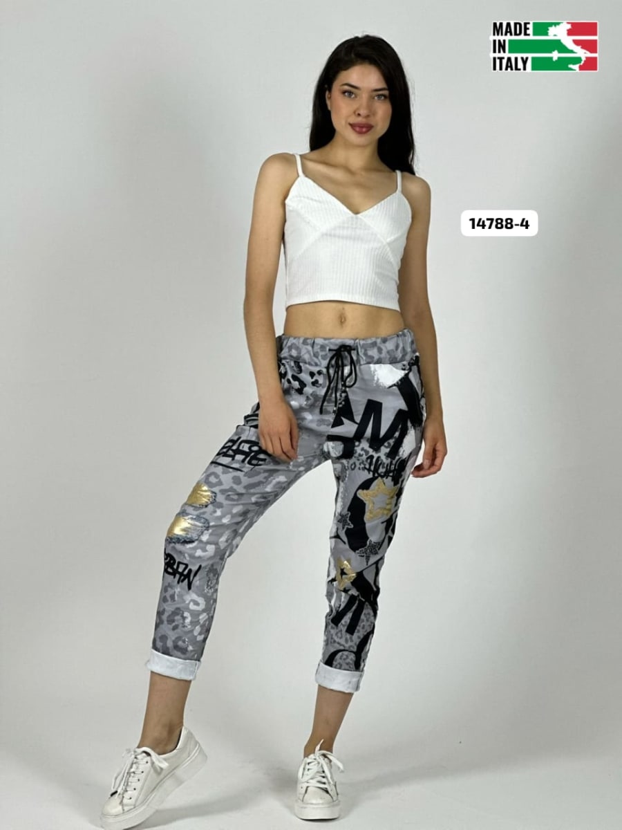 Jogger Italiano Viscosa Print Grafiti SELFIE A1-265