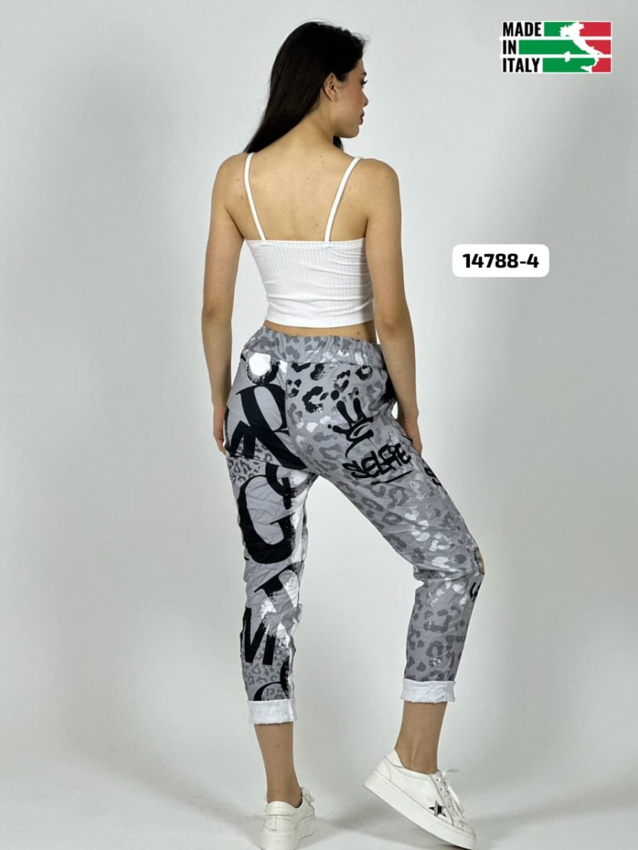 Jogger Italiano Viscosa Print Grafiti SELFIE A1-269