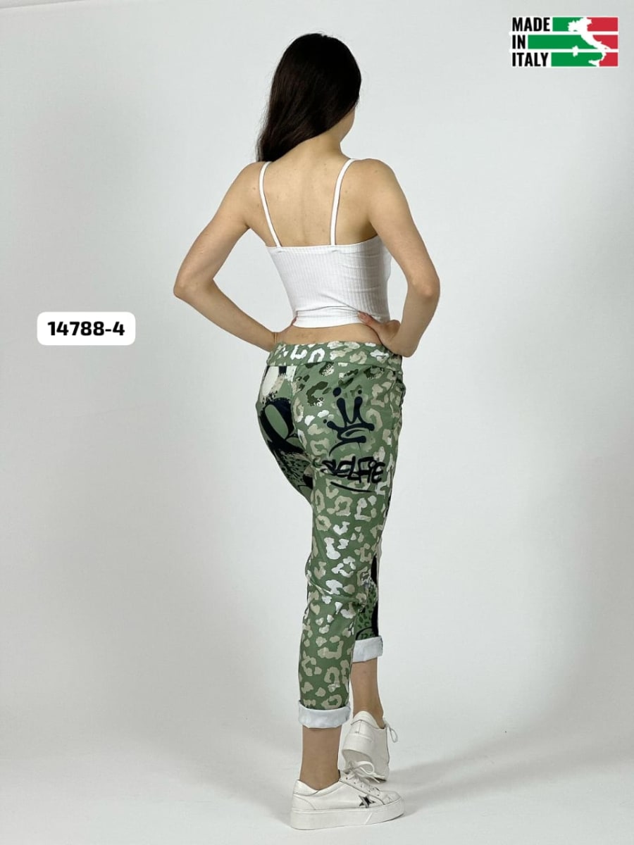 Jogger Italiano Viscosa Print Grafiti SELFIE A1-2612