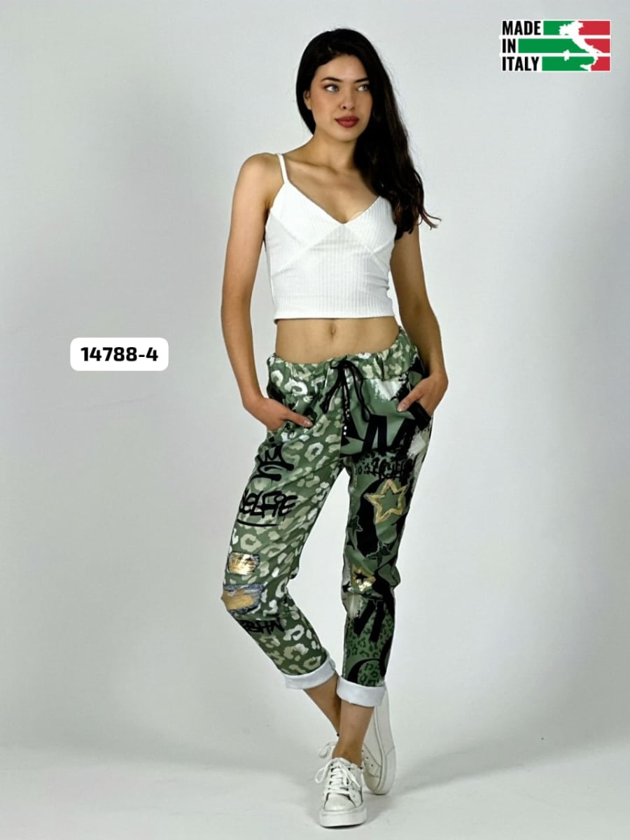 Jogger Italiano Viscosa Print Grafiti SELFIE A1-2610