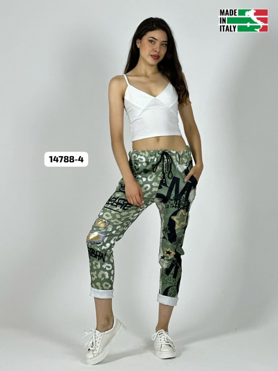 Jogger Italiano Viscosa Print Grafiti SELFIE A1-2611