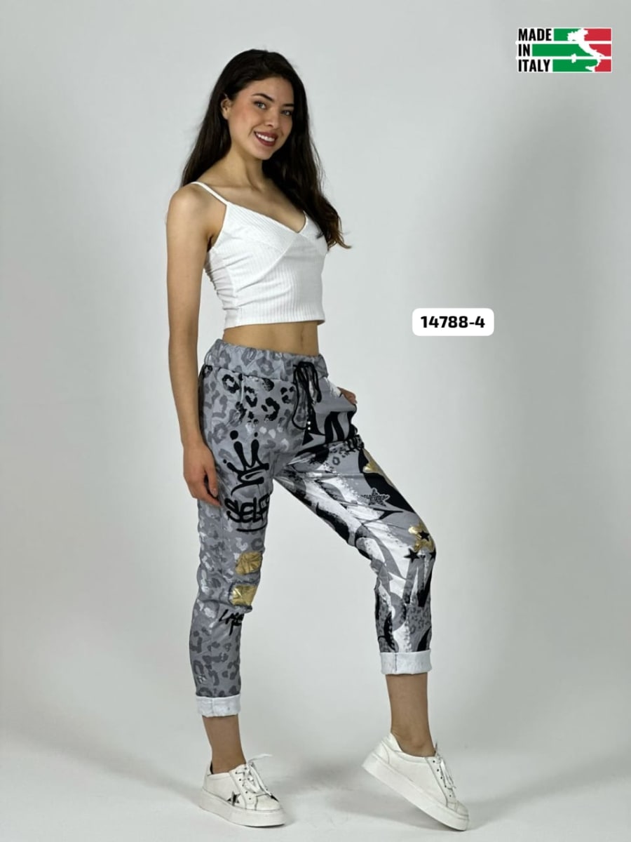 Jogger Italiano Viscosa Print Grafiti SELFIE A1-267