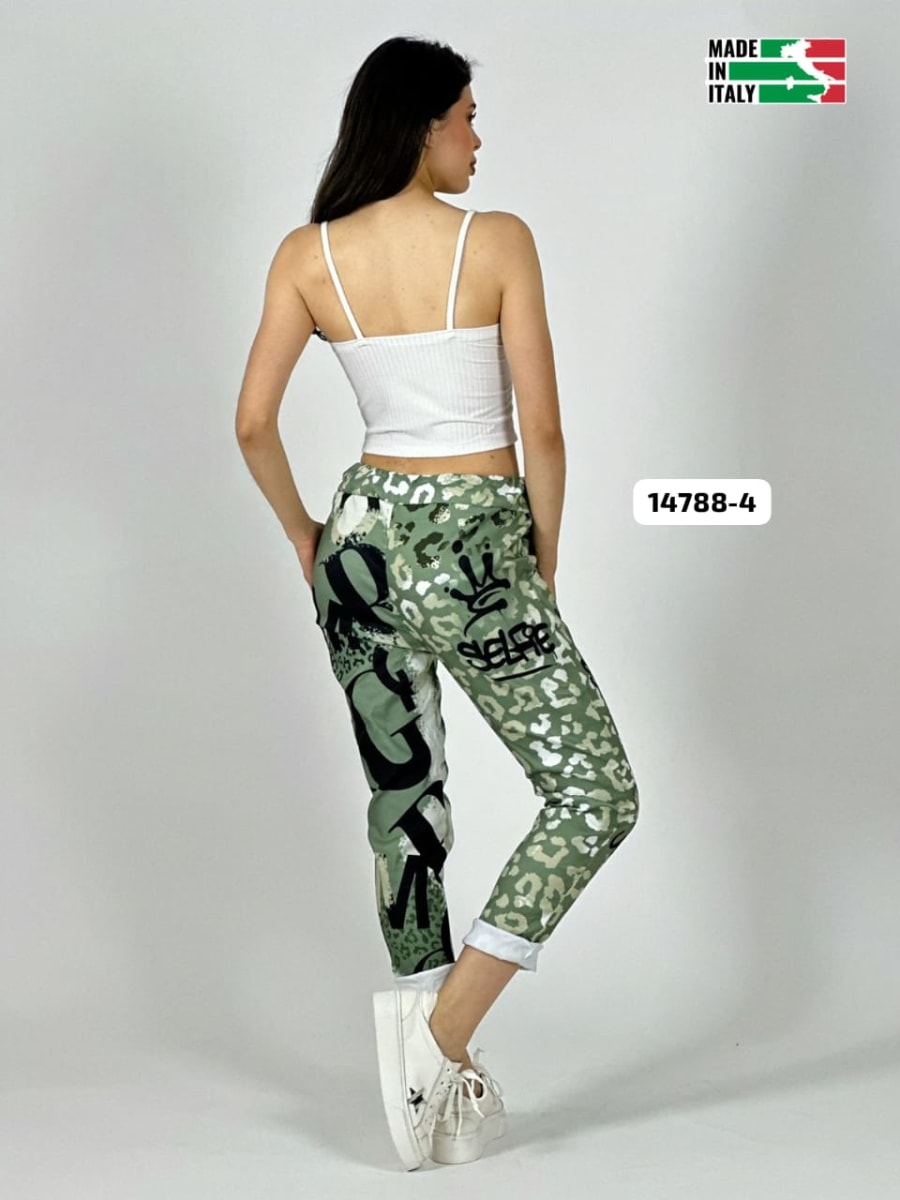 Jogger Italiano Viscosa Print Grafiti SELFIE A1-2614