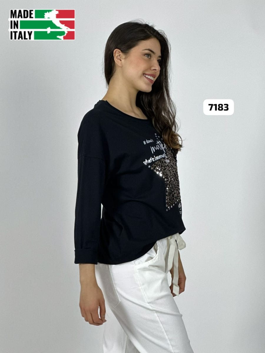 Poleron Algodon Letras Estrella Brillante A4-883