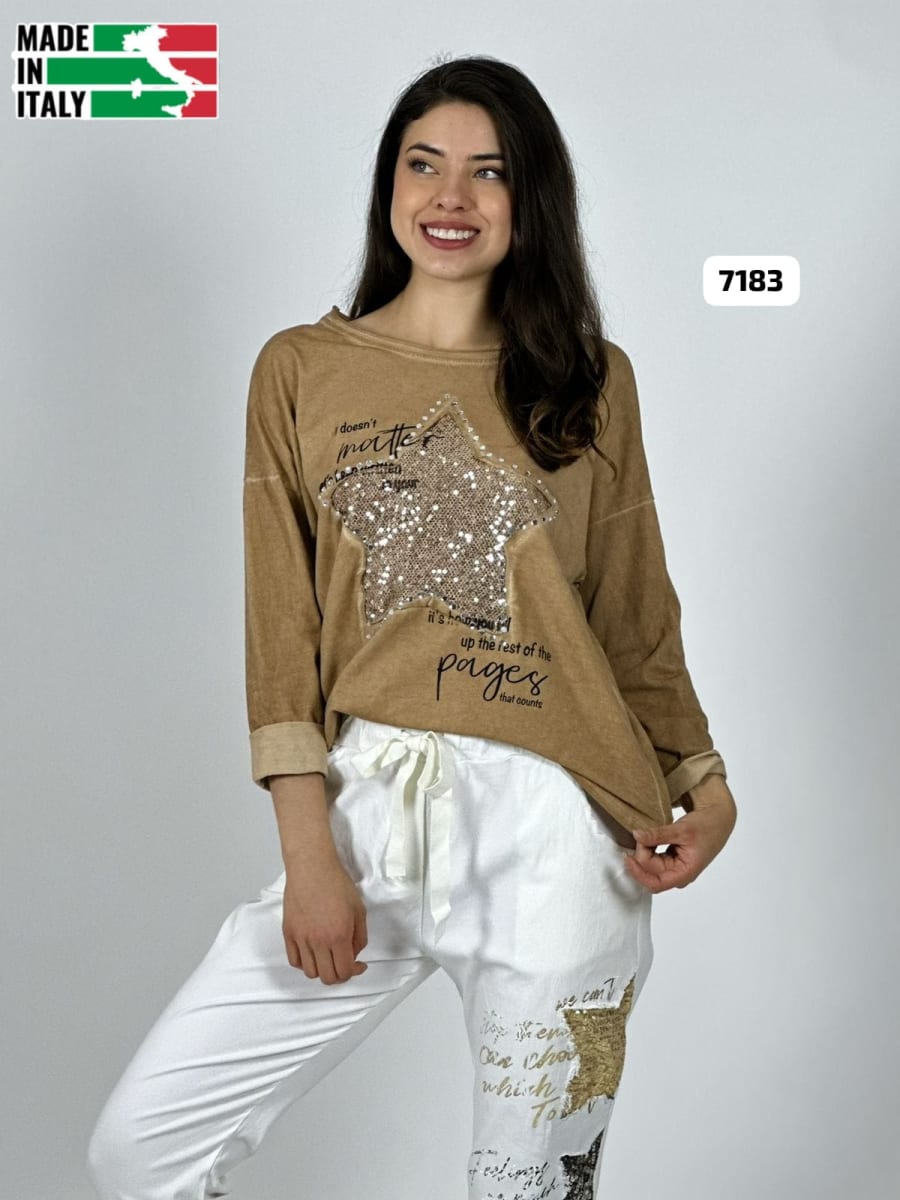 Poleron Algodon Letras Estrella Brillante A4-886