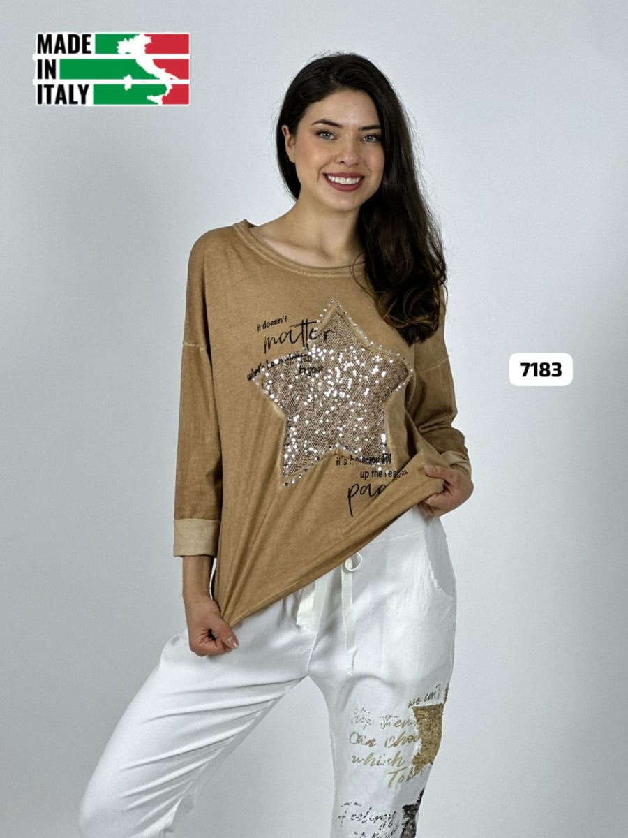 Poleron Algodon Letras Estrella Brillante A4-887