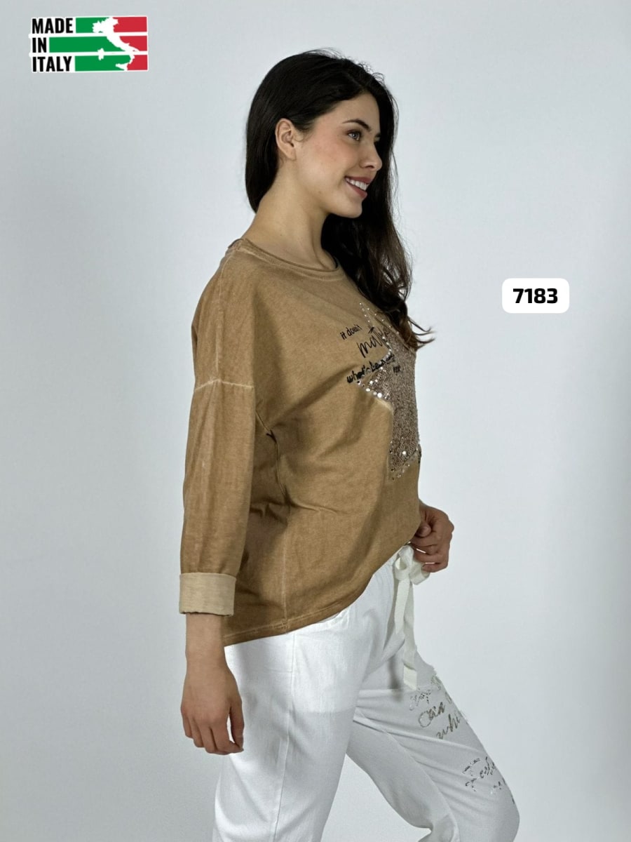 Poleron Algodon Letras Estrella Brillante A4-888