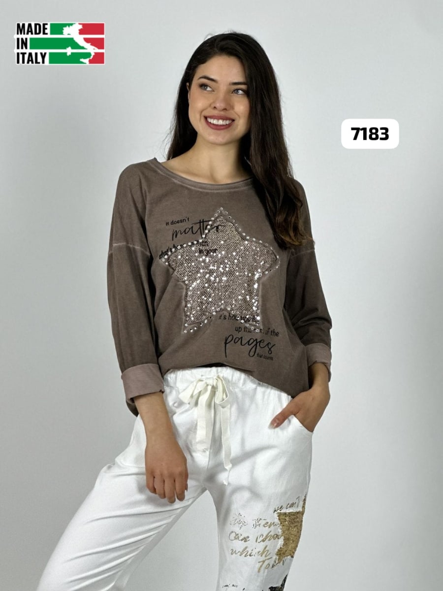 Poleron Algodon Letras Estrella Brillante A4-8811