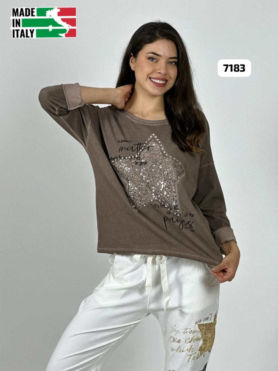 Poleron Algodon Letras Estrella Brillante A4-889