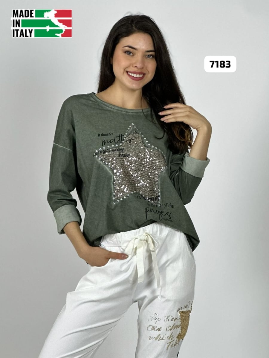 Poleron Algodon Letras Estrella Brillante A4-8813