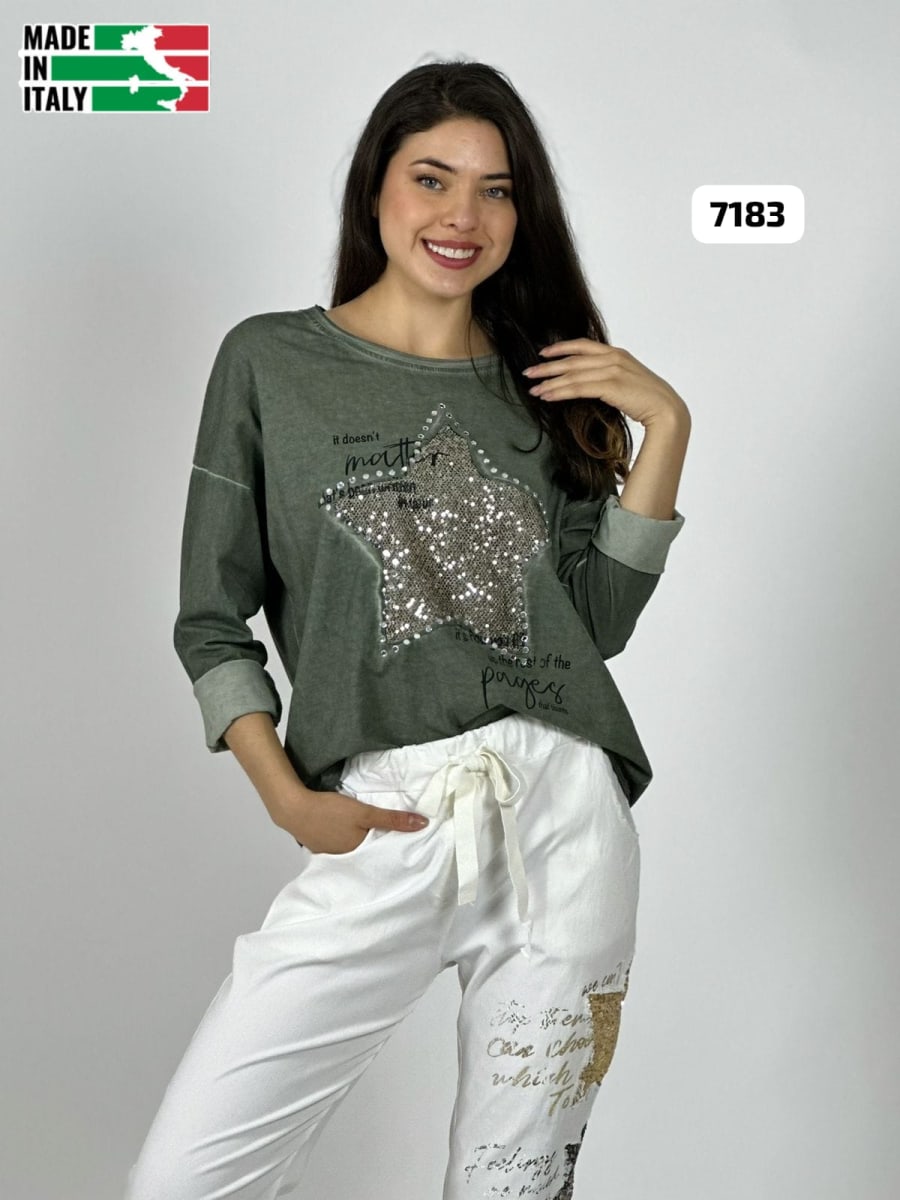 Poleron Algodon Letras Estrella Brillante A4-8814