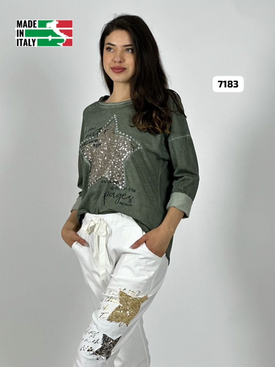 Poleron Algodon Letras Estrella Brillante A4-8816