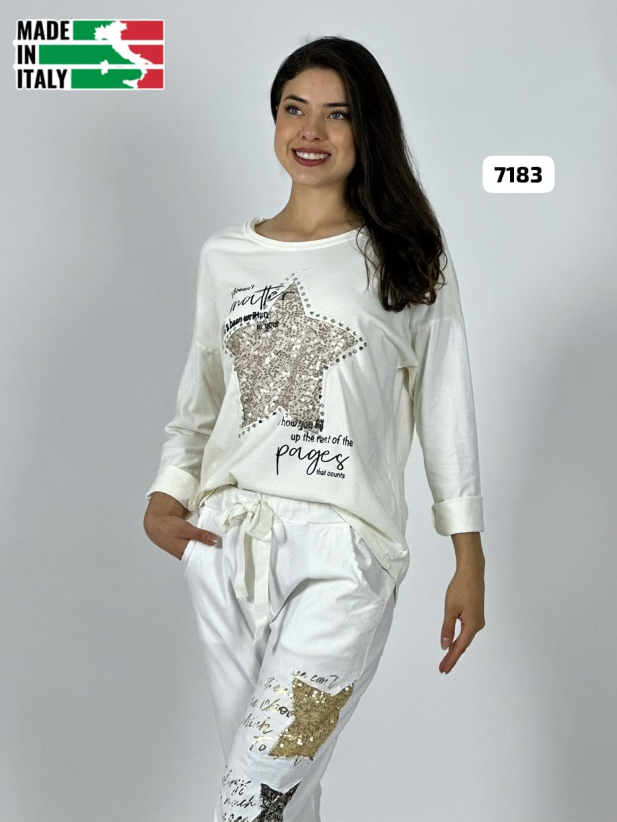 Poleron Algodon Letras Estrella Brillante A4-8817