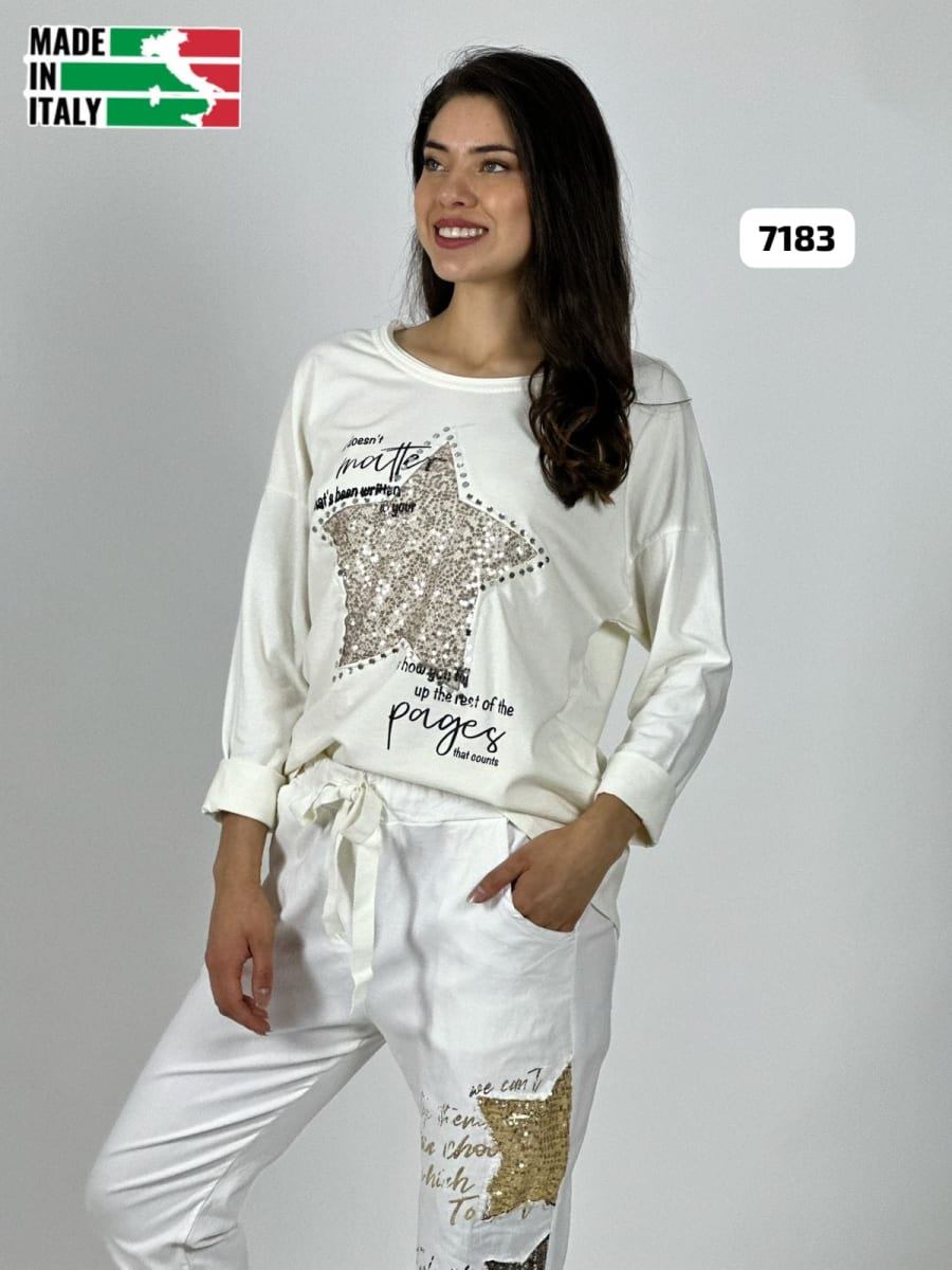 Poleron Algodon Letras Estrella Brillante A4-8818