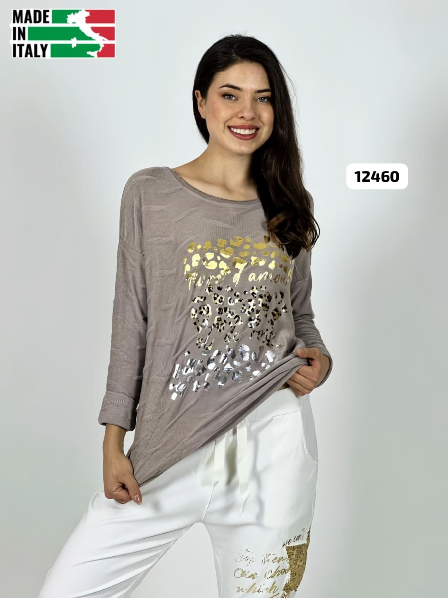 Sweater Spandex ITALIANO Relieves Manchas Brillantes Print A3-681
