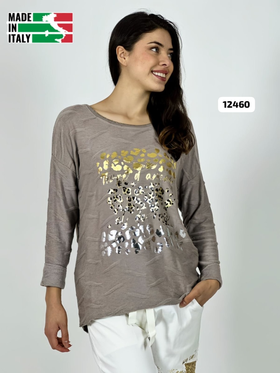 Sweater Spandex ITALIANO Relieves Manchas Brillantes Print A3-683