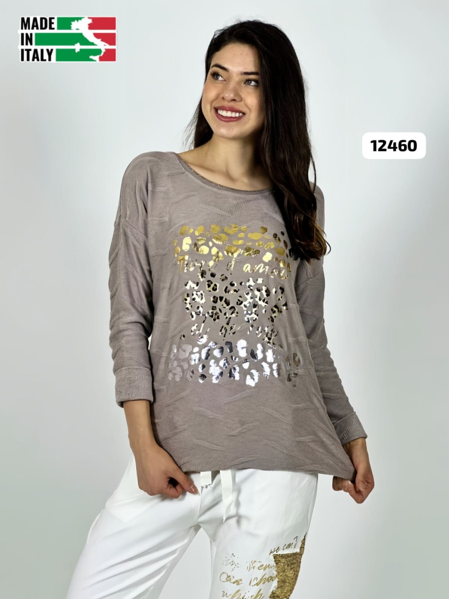 Sweater Spandex ITALIANO Relieves Manchas Brillantes Print A3-684