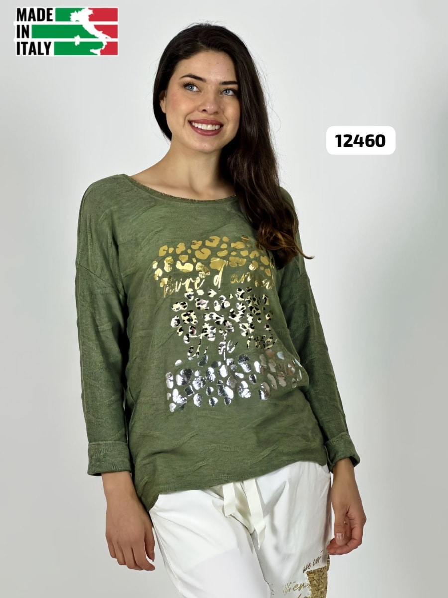 Sweater Spandex ITALIANO Relieves Manchas Brillantes Print A3-685