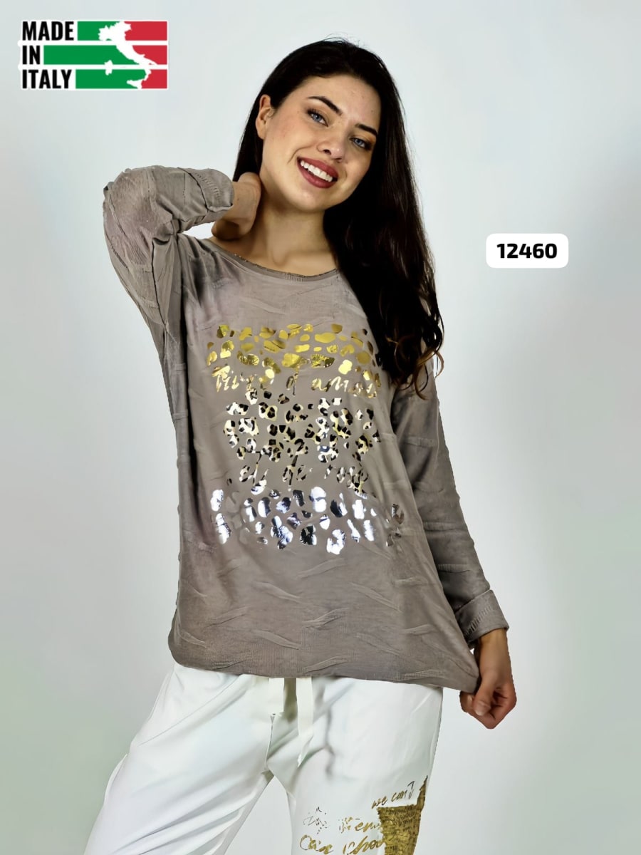 Sweater Spandex ITALIANO Relieves Manchas Brillantes Print A3-682
