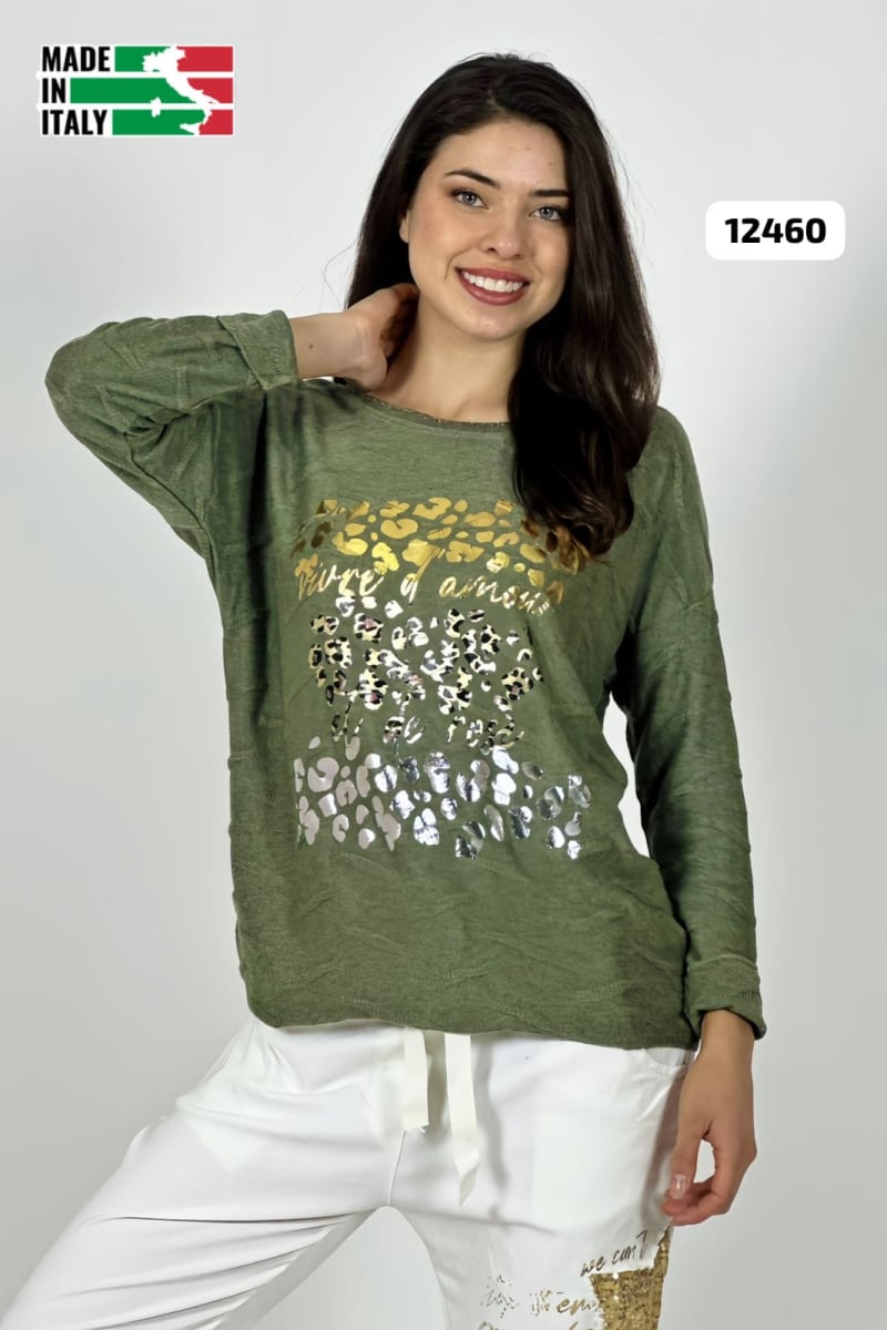 Sweater Spandex ITALIANO Relieves Manchas Brillantes Print A3-686