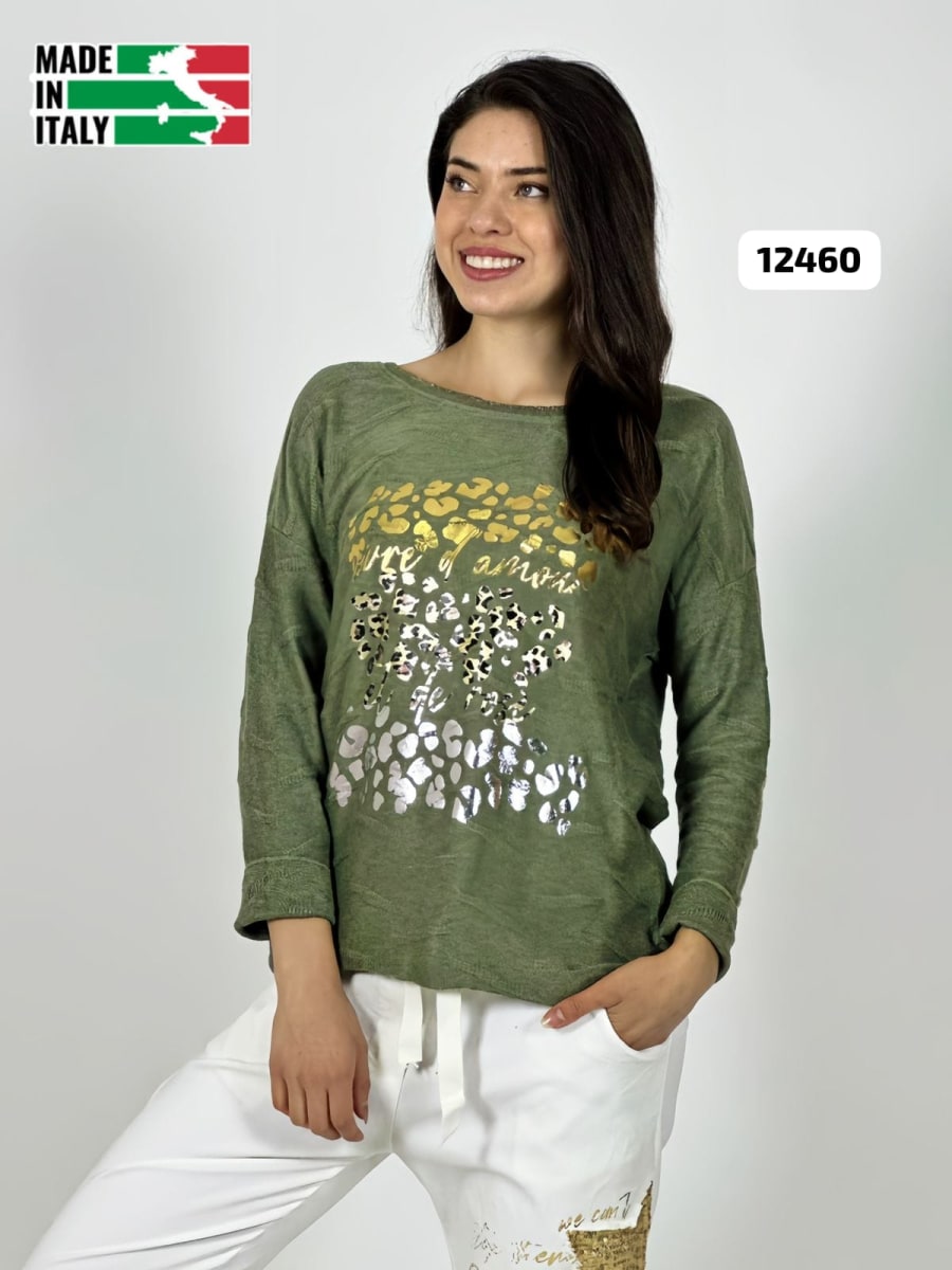Sweater Spandex ITALIANO Relieves Manchas Brillantes Print A3-688
