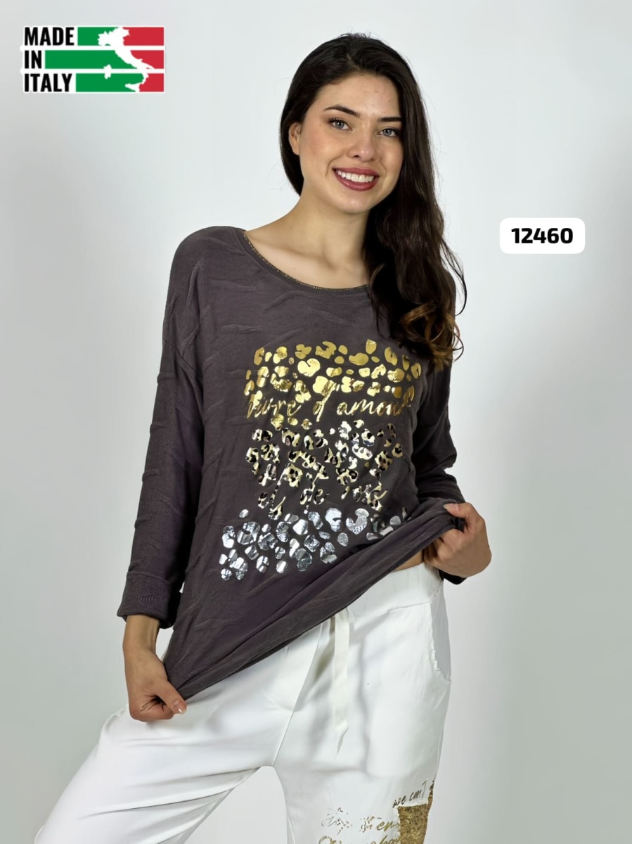 Sweater Spandex ITALIANO Relieves Manchas Brillantes Print A3-6810