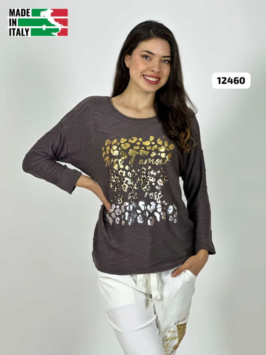 Sweater Spandex ITALIANO Relieves Manchas Brillantes Print A3-6811