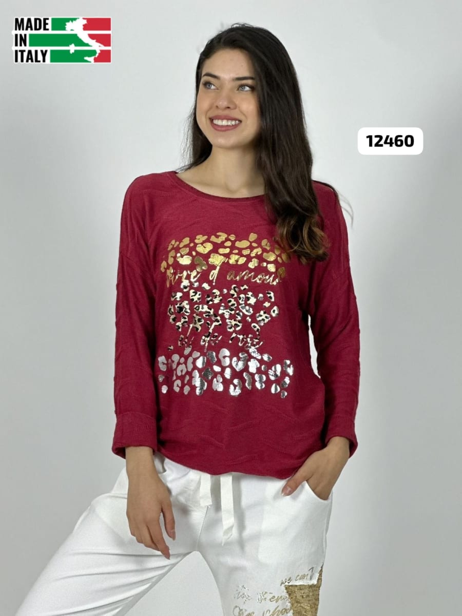 Sweater Spandex ITALIANO Relieves Manchas Brillantes Print A3-6814