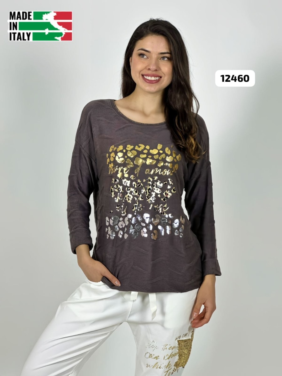 Sweater Spandex ITALIANO Relieves Manchas Brillantes Print A3-689
