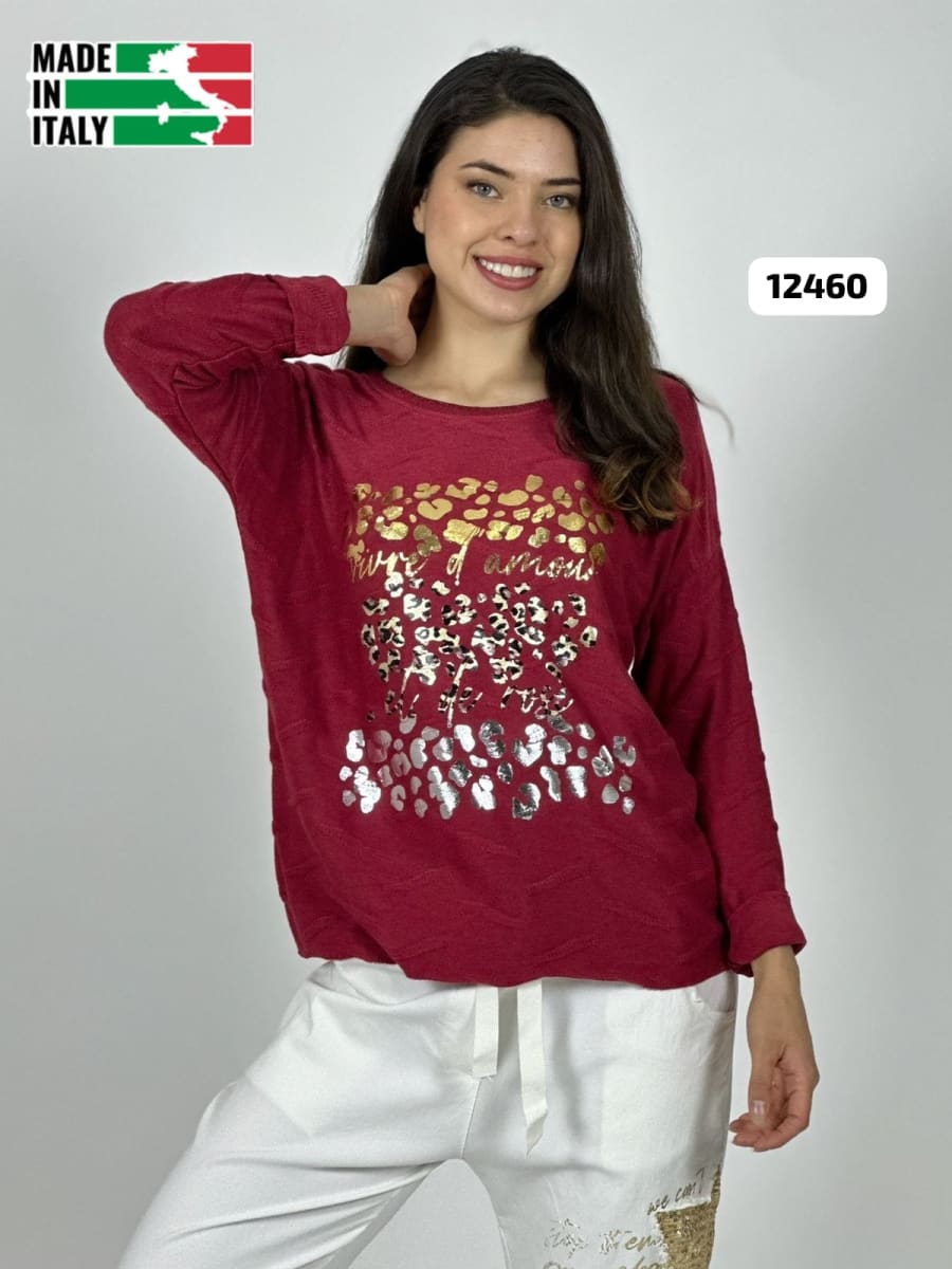 Sweater Spandex ITALIANO Relieves Manchas Brillantes Print A3-6813