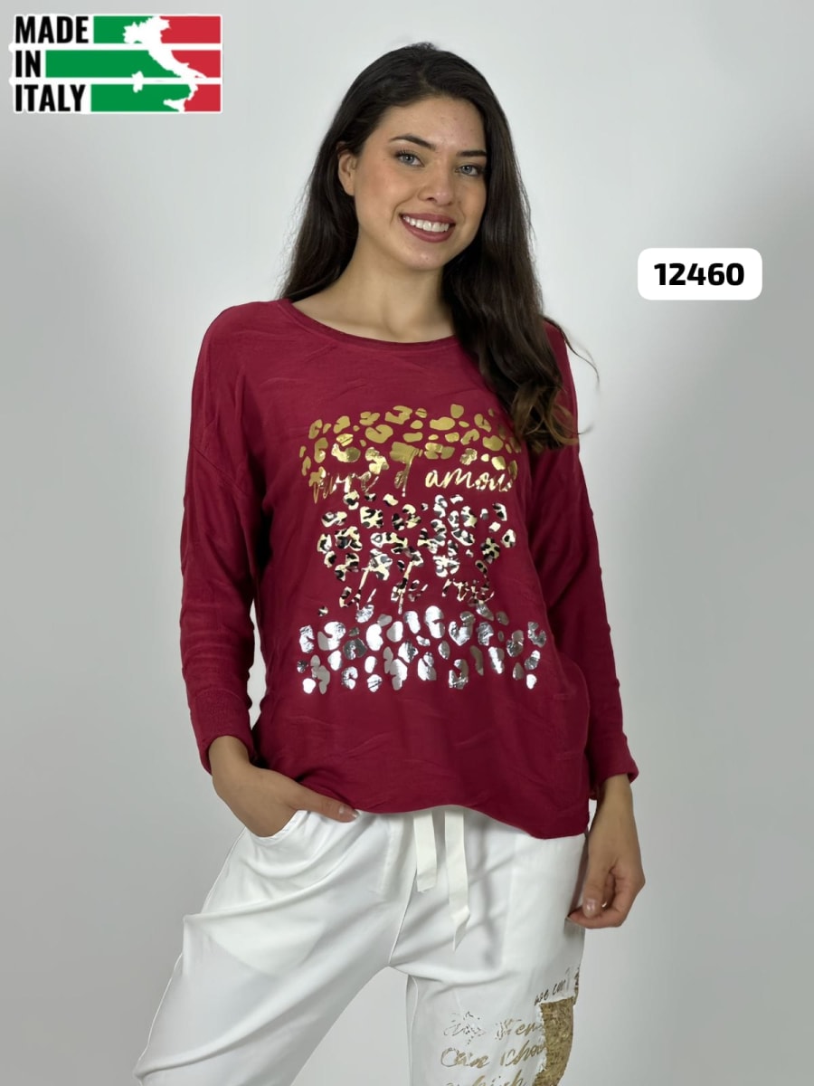 Sweater Spandex ITALIANO Relieves Manchas Brillantes Print A3-6815