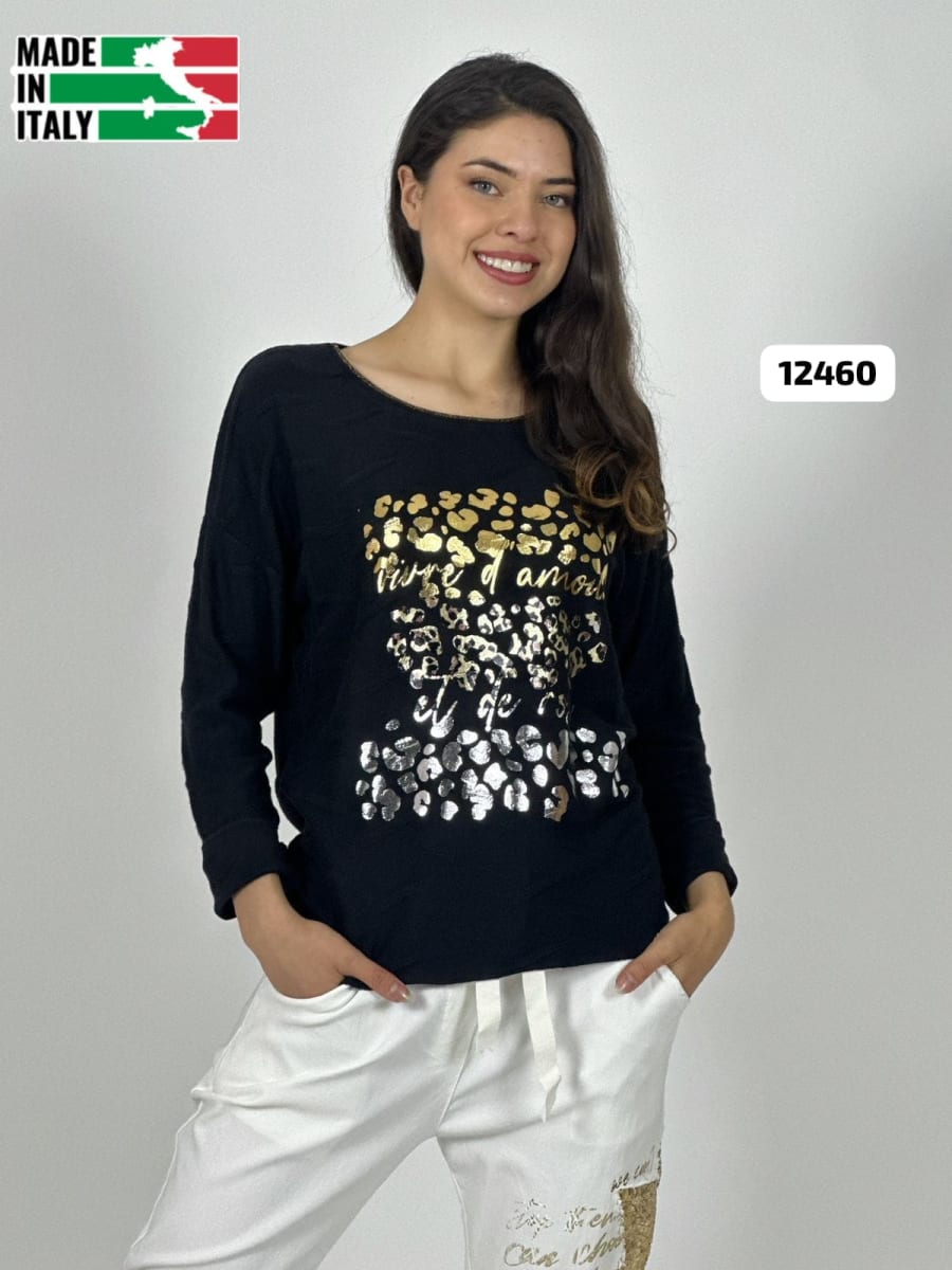 Sweater Spandex ITALIANO Relieves Manchas Brillantes Print A3-6817