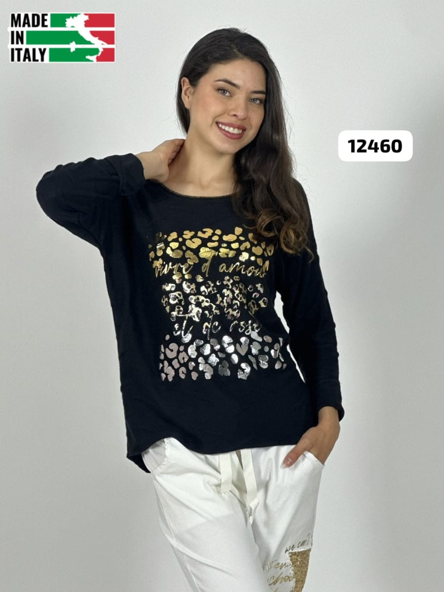 Sweater Spandex ITALIANO Relieves Manchas Brillantes Print A3-6818