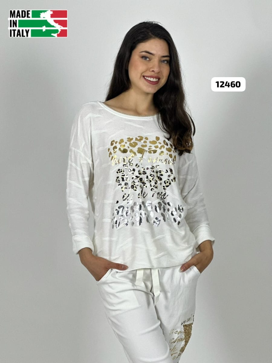 Sweater Spandex ITALIANO Relieves Manchas Brillantes Print A3-6821