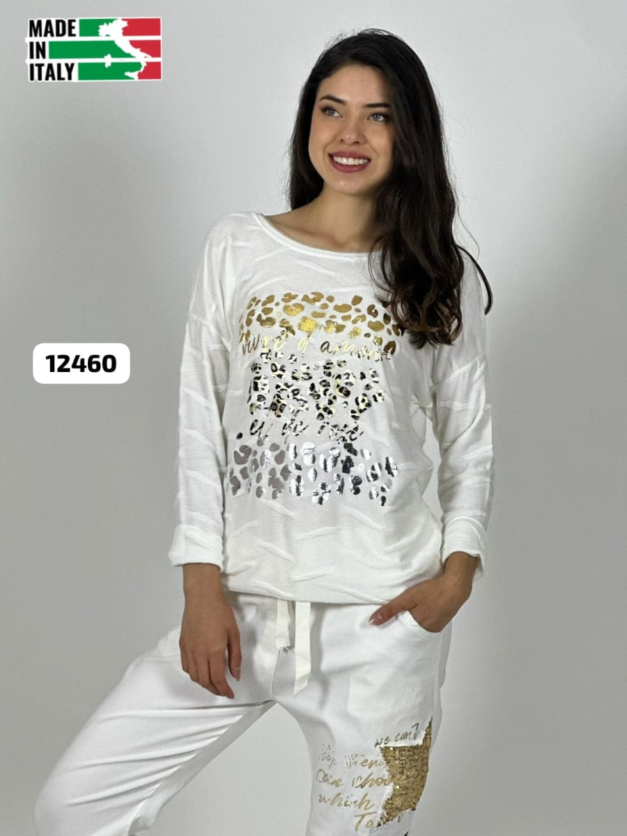 Sweater Spandex ITALIANO Relieves Manchas Brillantes Print A3-6822