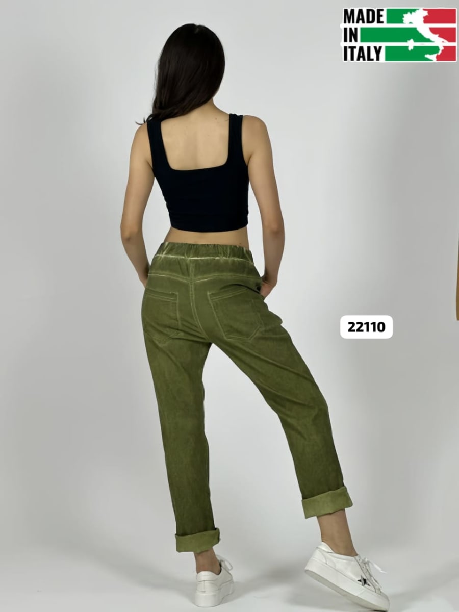 Jogger Italiano Mezclilla Elásticada Estrellas y Letras Brillantes A1-1313