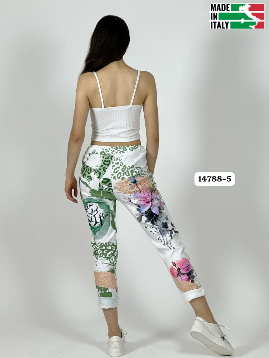 Jogger Italiano Viscosa LIRIO-ROSAS Print Letras A4-8812