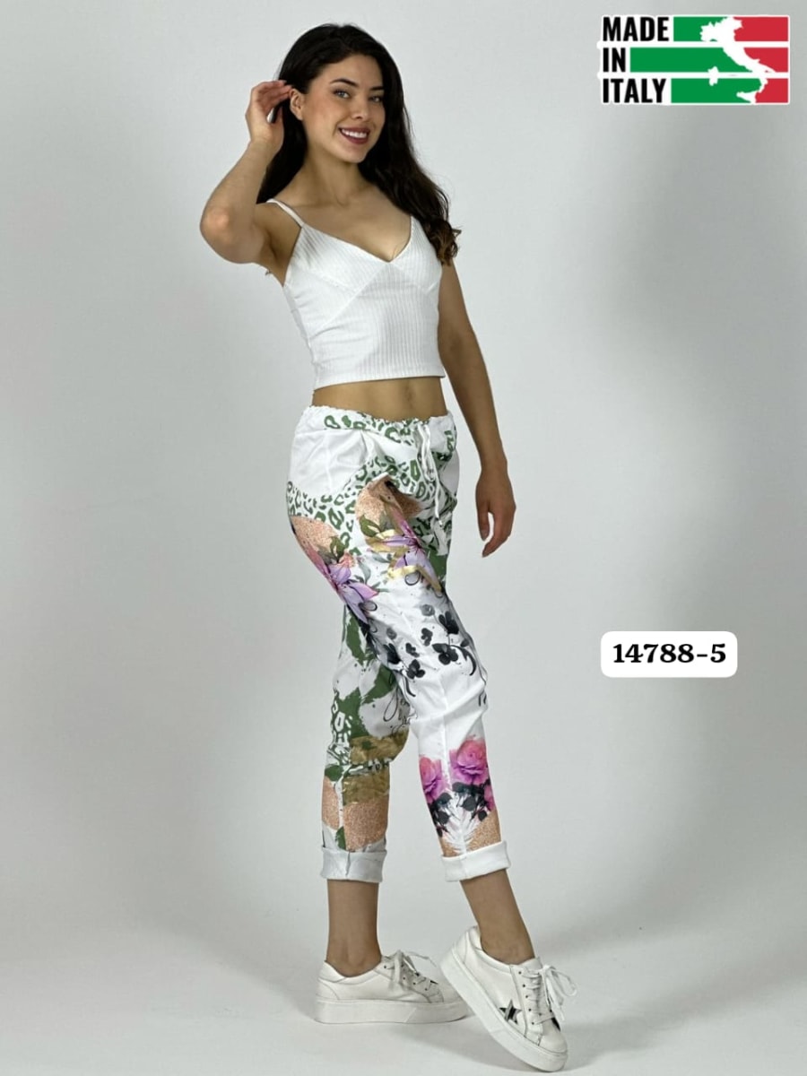 Jogger Italiano Viscosa LIRIO-ROSAS Print Letras A4-8811