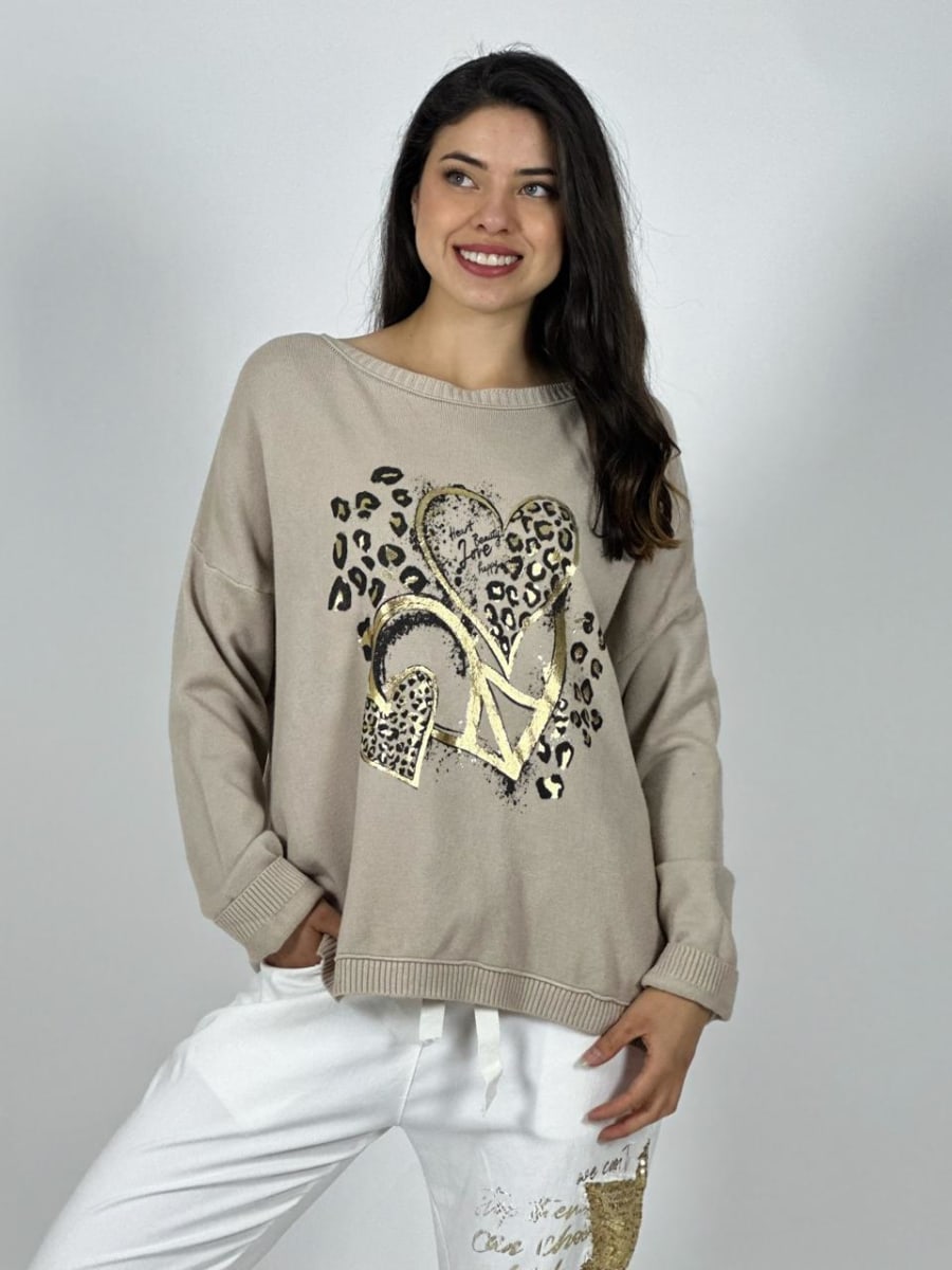 Poleron Italiano Triple Corazon Print PAZ And LOVE2