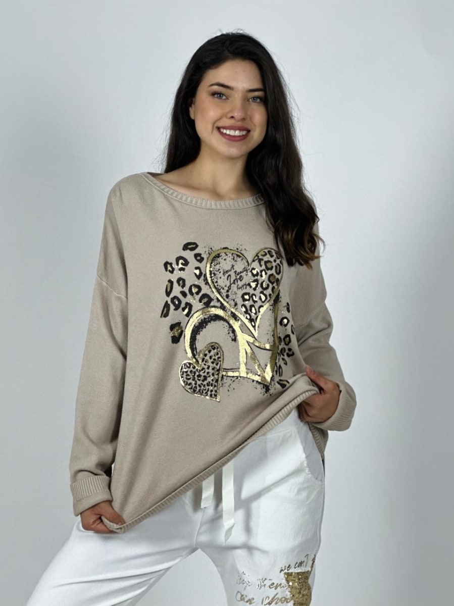 Poleron Italiano Triple Corazon Print PAZ And LOVE1