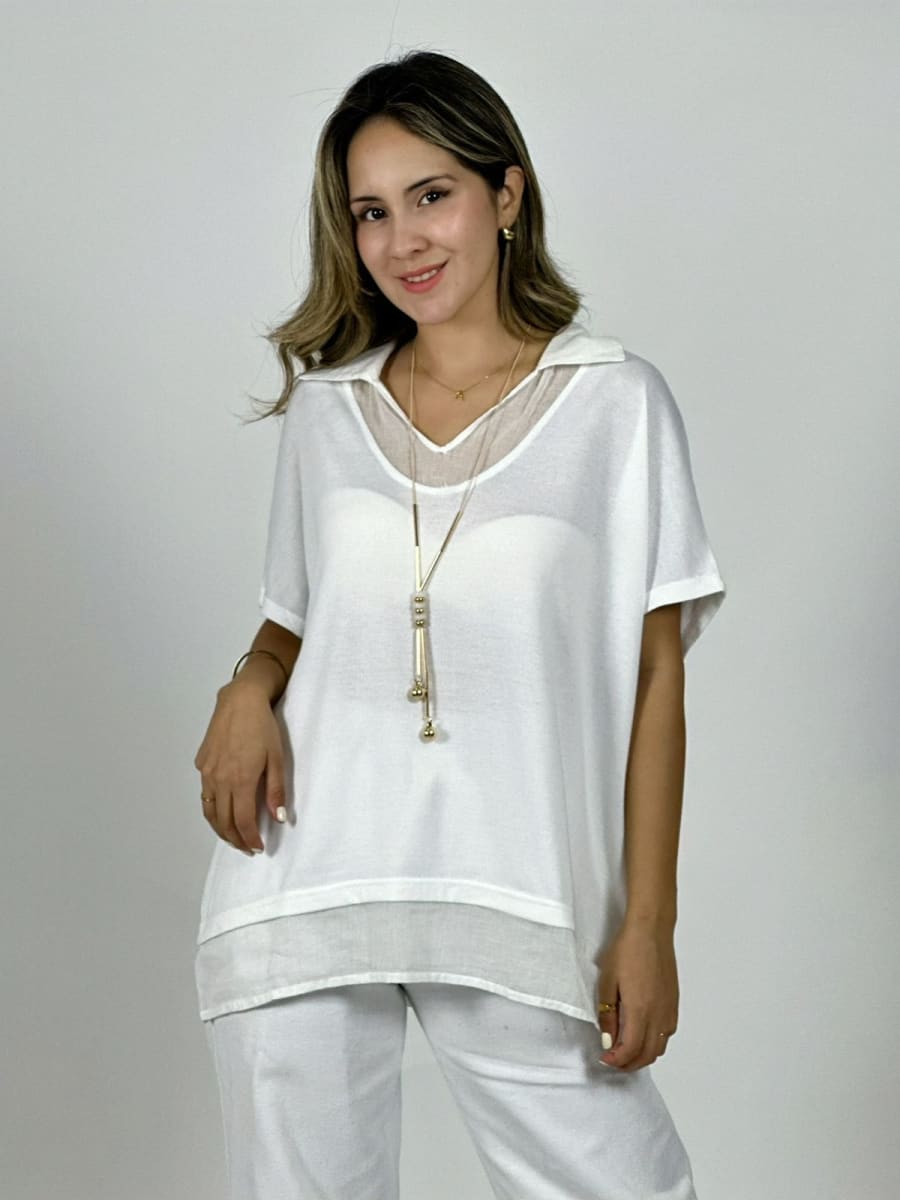 Polera Cuello Pique con Collar A4-8612