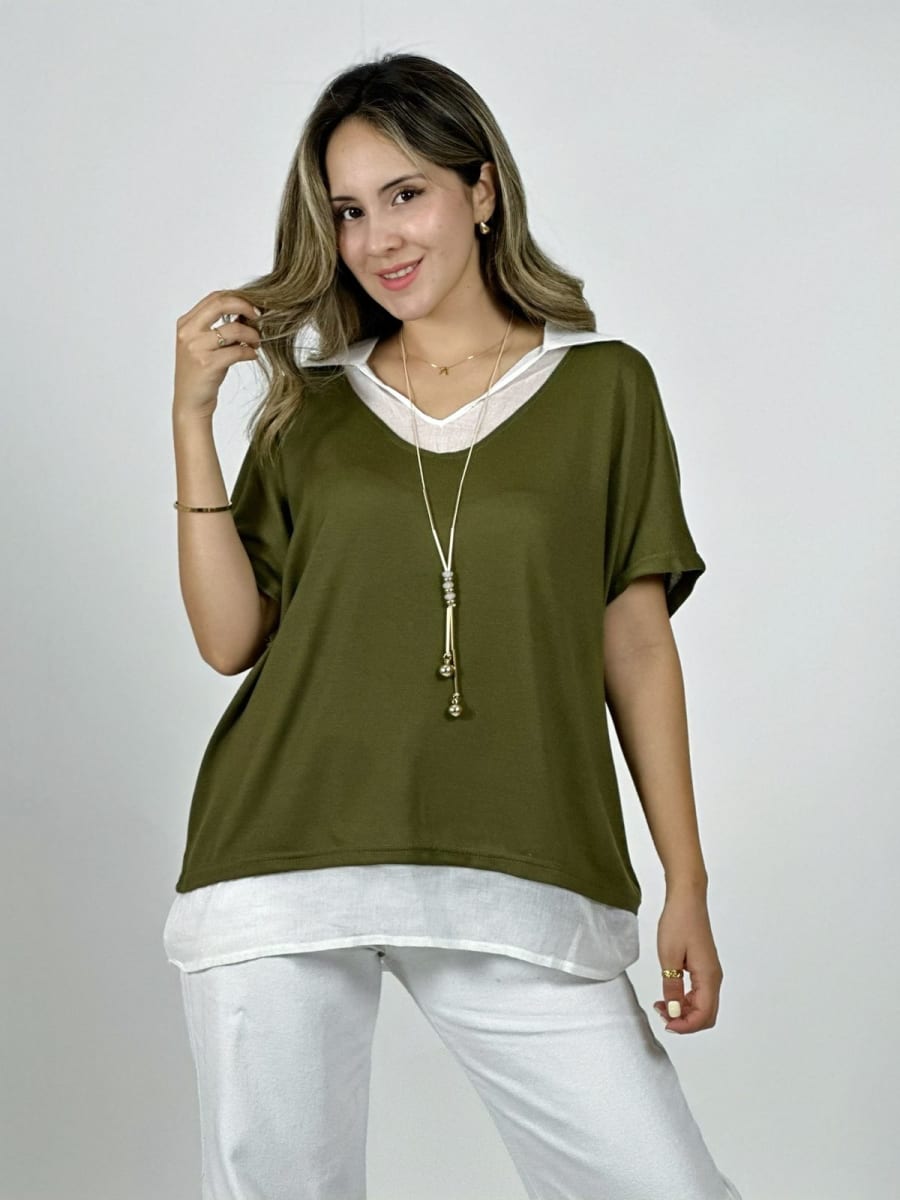 Polera Cuello Pique con Collar A4-8616