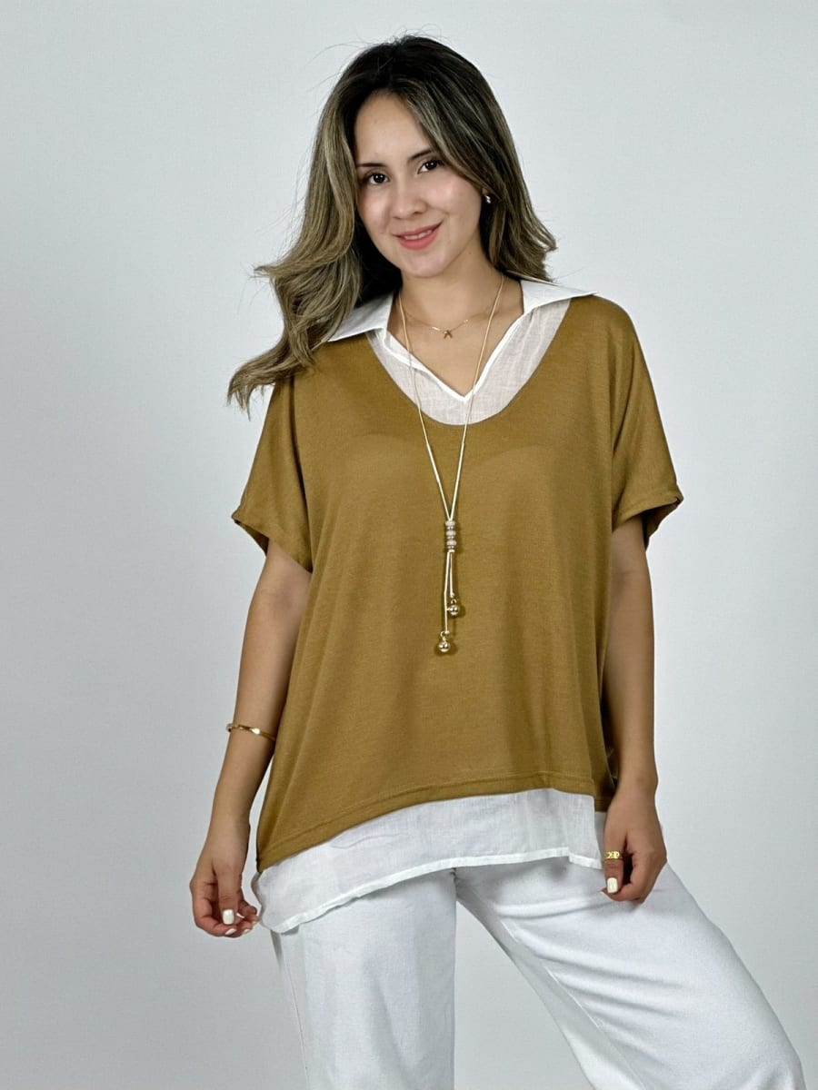 Polera Cuello Pique con Collar A4-8619