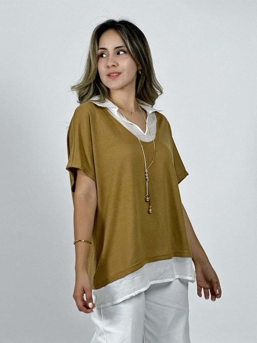 Polera Cuello Pique con Collar A4-8620