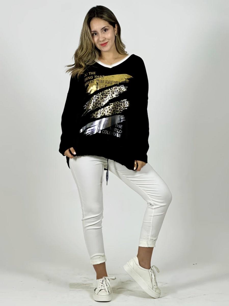 Poleron Cotele Elasticado Manchas Brillos y Print A4-885