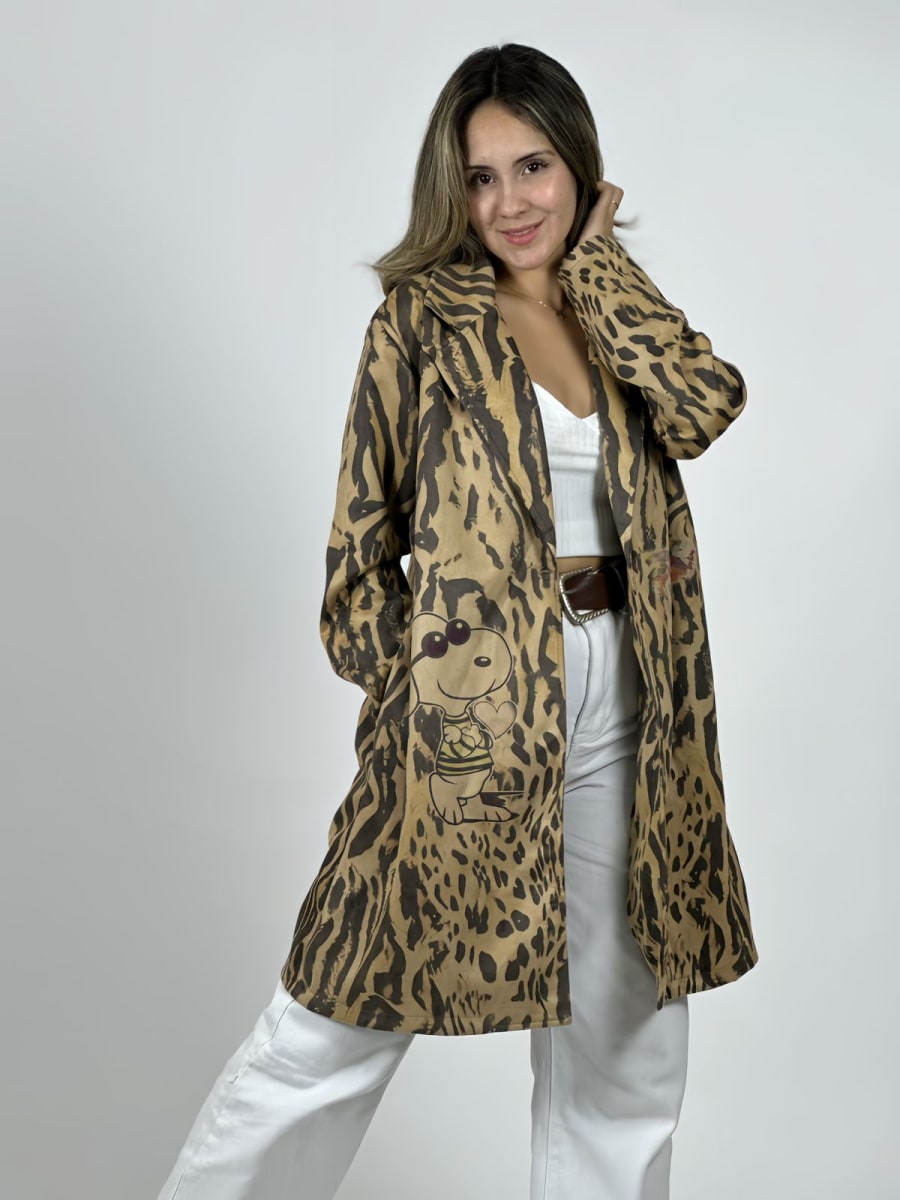 Abrigo Gamuza Italiano Cebra Print Snoopy B3-1562