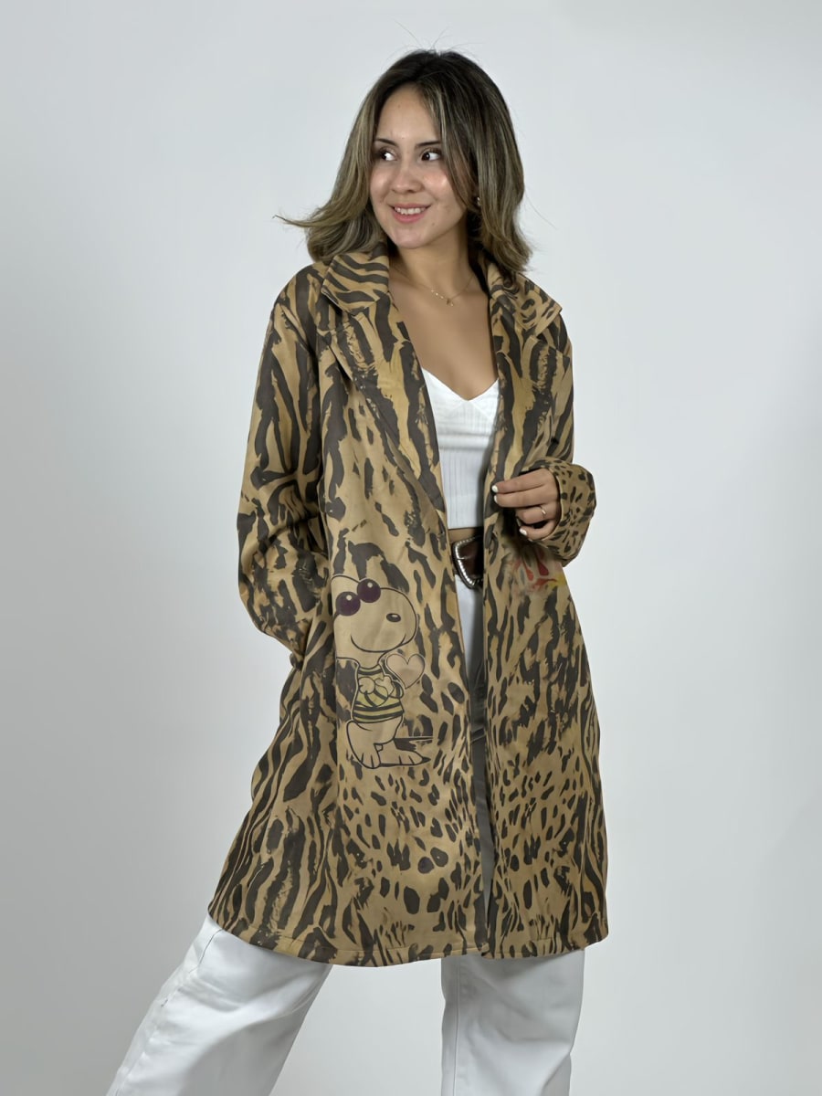 Abrigo Gamuza Italiano Cebra Print Snoopy B3-1563