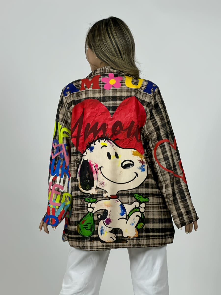 Blazer Cotele Italiano a Cuadros Snoopy Girl LOVE B3-1536